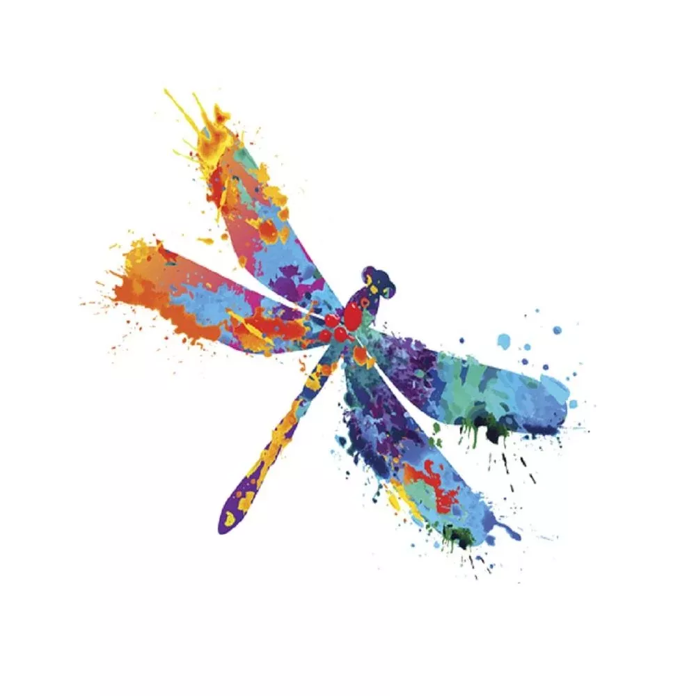 Painted Dragonfly Fabric Panel - White